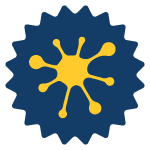 Icon of molecule logo with star shape in background