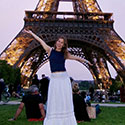 Kooper Taylor in front of the Eiffel Tower in Paris, France
