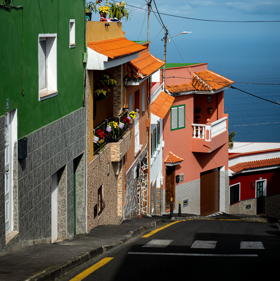 Color buildings along ocean facing street