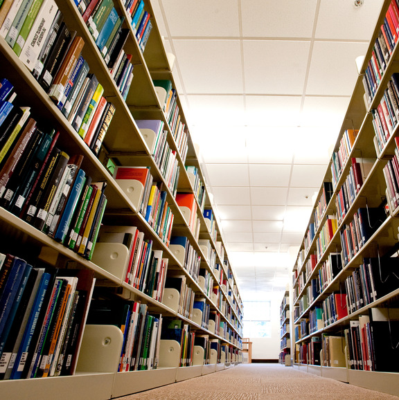 Stacks of books in the library