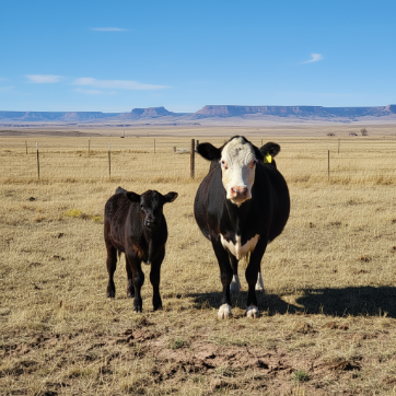 cow/calf pair in field