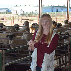 Jaelyn Quintana with sheep