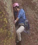 Diane Gorski rock climbing